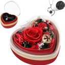 Casaido Preserved Real Rose with I Love You Necklace in Heart Shaped Box, Valentines Day Gift for Her, Red Eternal Flower Christmas Mothers Day Birthday Gifts for Women Mom Wife Girlfriend Grandma