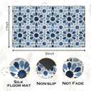 Jvpke Blue Floral Moroccan Tile Door Mats Outdoor Entrance, Modern Blue and White Welcome Bath Mats for Front Door, 17x30 Inches