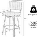 Swivel Counter Height Barstool with Back, Upholstered 26'' Counter Stool with Metal Frame, Channel Seat Back, Faux Leather Dark Brown, 26'' x2