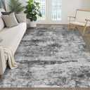 LOONGRUG 6x8 Area Rug Washable Neutral Modern Living Room Rug Black Gray