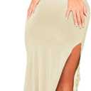 Women's Spaghetti Strap Maxi Dress Sexy Lace Split Side Long Cami Dresses (Large)