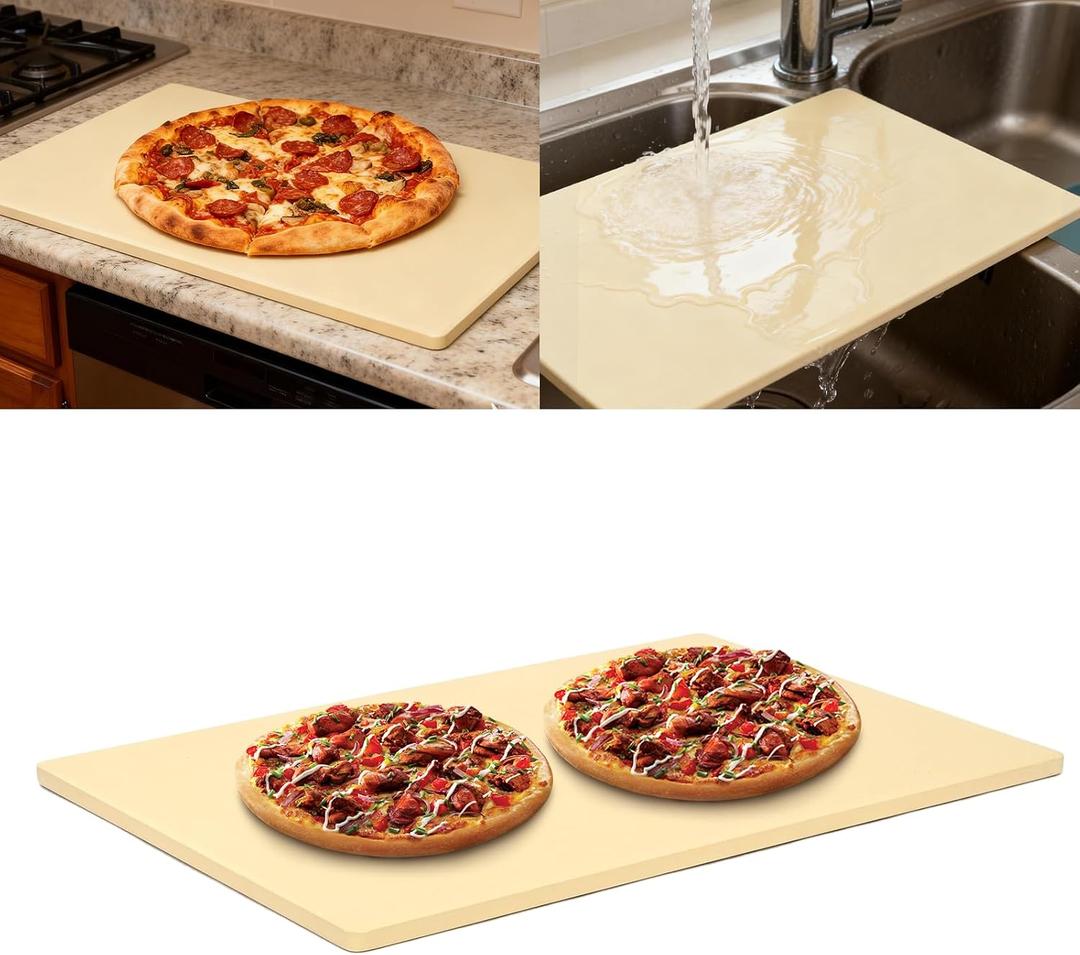 Pizza Stone for Grill, 23.6''x15.7'' Extra Large Pizza Stone for Oven BBQ, Heavy Duty Rectangle Baking Stone for Bread, 23.6inx15.8inx0.6in