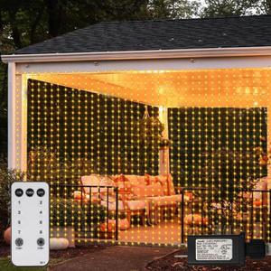 ZAIYW 1200 LED Curtain Lights 10x10Ft, Plug in Fairy Curtain Lights with Timer Remote Control Outdoor Curtain String Lights Waterproof for Patio Wedding Xmas Home Decor (Warm White)