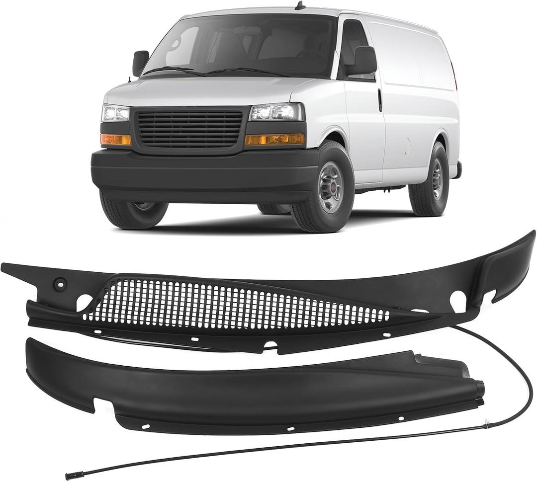 JDMSPEED Windshield Wiper Cowl Panel Grille Compatible with Chevy Express GMC Savana 1500 2500 3500 1996-2017 Left & Right Side Front Window Cover Insert Panel Replace#25826330 25826329