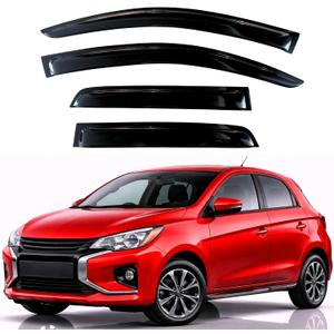 KPY Rain Guards Fit for 2014-2024 Mitsubishi Mirage Hatchback, Out-Channel Window Visors Vent Wind Deflectors 4PC, Car Accessories for 14-24 Mirage Hatchback (Excludes Sedan)