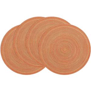 SHACOS Round Placemats Set of 4 Woven Braided Place Mats Table Placemats 15 inch Circle Place Mats Easy to Clean Table Mats Indoor Outdoor, Fall Color Mix