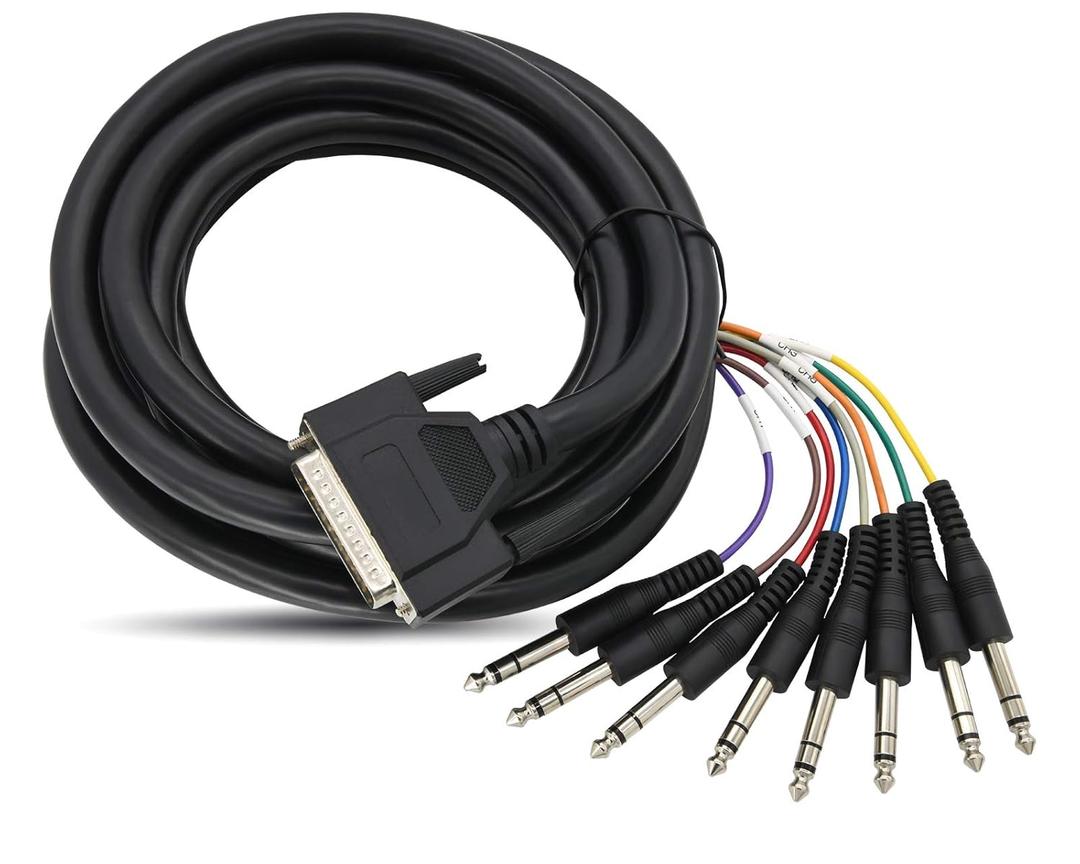 Balanced Snake DB25 TRS Interface to 1/4" TRS Analog Recorder Interface Cable 8 Channel (9.84 Feet) 25-Pin