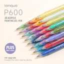languo Acrylic Gel Pens for Coloring, 54 Colors Set 3D Acrylic Paint Pens with 1mm Bullet Tip for Adult Coloring, Gel Pens for Black Paper, Rock, Glass, Fabric, DIY and Art Crafts Supplies