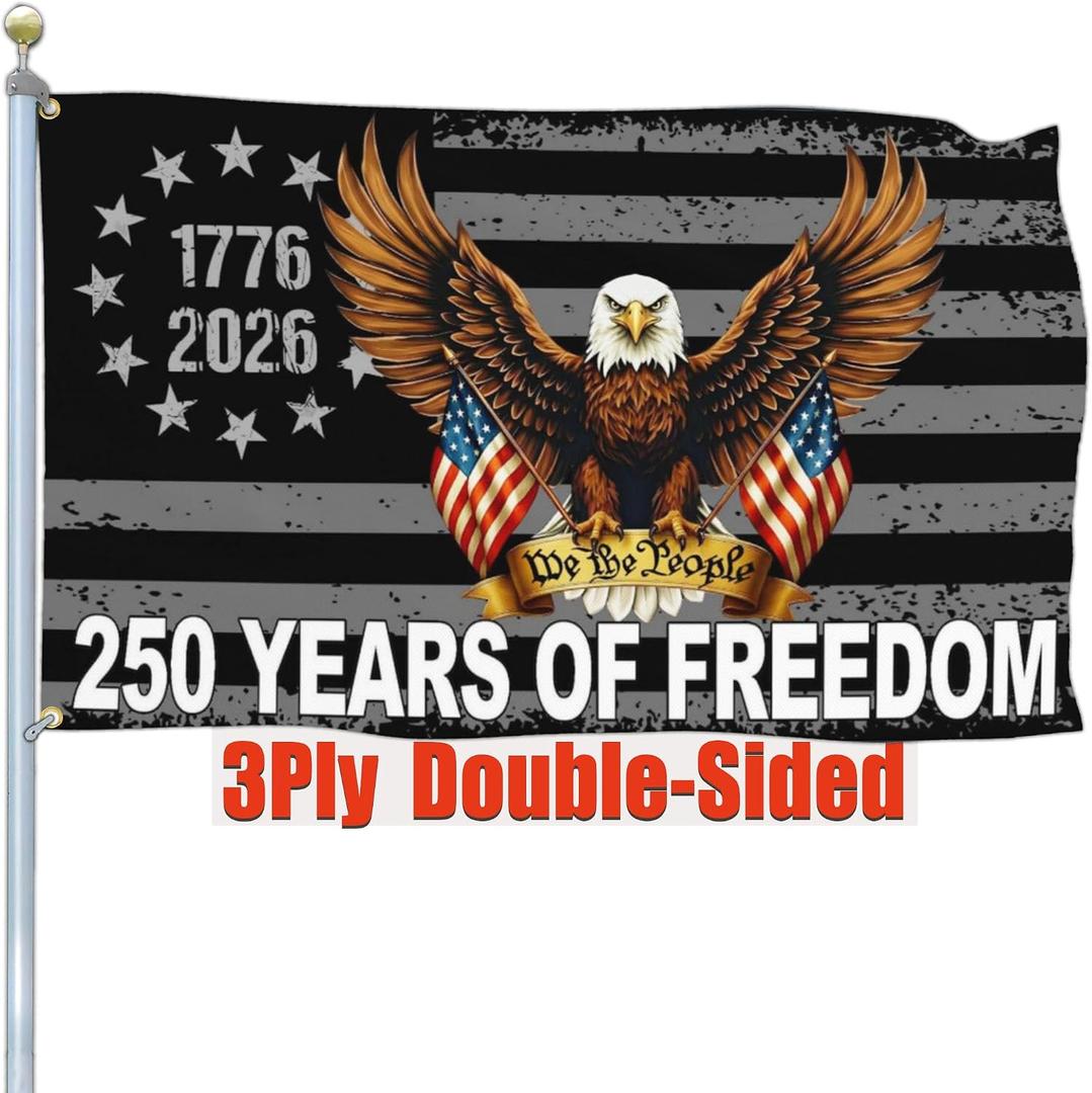 2 x 3 Ply 250th Anniversary USA Flag 3x5 Double Sided Outdoor 250 Year American Anniversary Flag Patriotic 4th of July 1776 American Flags for Outside 250 Merchandise Banner Decorations