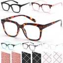 6 Pack Fashion Reading Glasses for Women Men Blue Light Blocking Oversized Square Readers with Spring Hinge