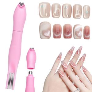 3 in 1 Cat Eye Nail Magnet, Versatile Magnet Tool for Cat Eye Polish Heart Shaped Round Multifunctional Accessories for Studio Home DIY Salo (Pink)