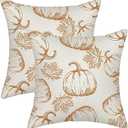 Fall Pillow Covers 18x18 Burnt Orange Pumpkin Decor Throw Pillows Case for Couch Maple Leaves Autumn Harvest Indoor Outdoor Decorative Cushion Cases for Sofa Bed Decorations Set of 2