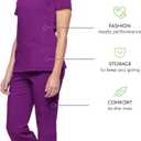 Healing Hands Women's Scrub Top V-Neck with 2 Pockets, 2-Way Stretch, and Yoga Knit Side Panels for Slim Fit- 2245 (Purple)