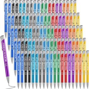 100 Pcs Ballpoint Pens Motivational Inspirational Quotes Metal Pen Bulk Employee Appreciation Gifts Encouraging Writing Black Ink for Student Coworker Teacher Office (Go for It)