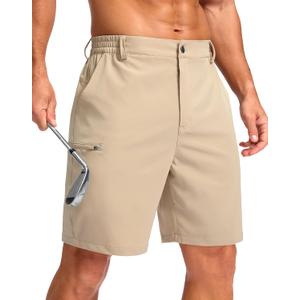 G Gradual Men's Casual Shorts 7" Lightweight 4 Pockets Stretch Quick-Dry Summer Shorts for Golf Work Hiking Trips(7", Light Khaki, M)