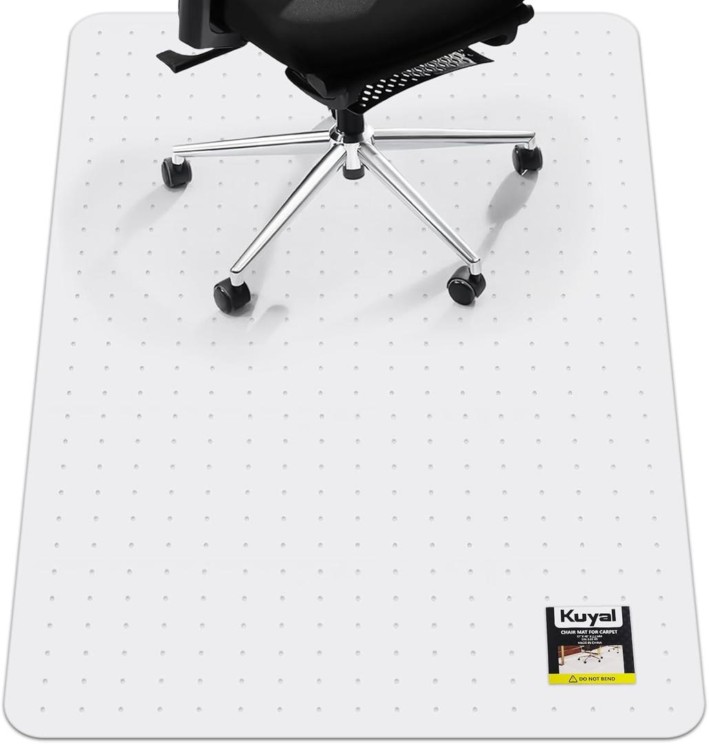 Kuyal Office Chair Mat for Carpet, 32x48 Clear Heavy Duty Computer Chair Mat, Under Desk Protector Carpeted Floors Mat, Easy Chair Movement,Ship Flat