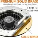 Solid Brass Body 3-in-1 Kitchen Sink Drain Strainer & Stopper, Heavy Duty Pop Up Plug Assembly with 2 Baskets, Anti-Clog Replacement for US Standard 3-1/2 Inch Drains, Rust-Proof Silver