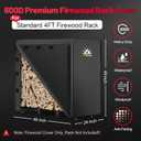 Zettum Firewood Rack Cover 4 Feet - 600D Wood Rack Cover Waterproof & Heavy Duty, 4 Foot Outdoor Log Pile Holder Covers Storage for 4FT Standard Fire Wood Rack Stands (48 x 24 x 49 Inch)