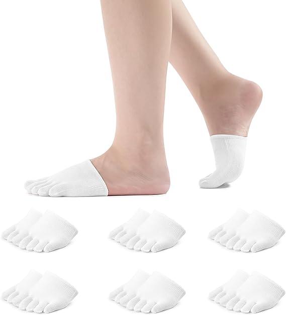 Women's Toe Socks for Mules Half Socks Toe Toppers Liner No Show Invisible Non-slip Toe Covers 5 Pairs
