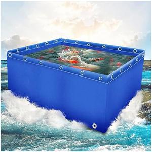Pool Above Ground Canvas Fish Pond,Canvas Fish Pond Reservoir,Portable Water Storage Tank Foldable,Large Aquaculture Pool,Fish Pool for Breeding Koi,for Garden Lrrigation(No Frame Included)(3x5x0.6m) (Blue)
