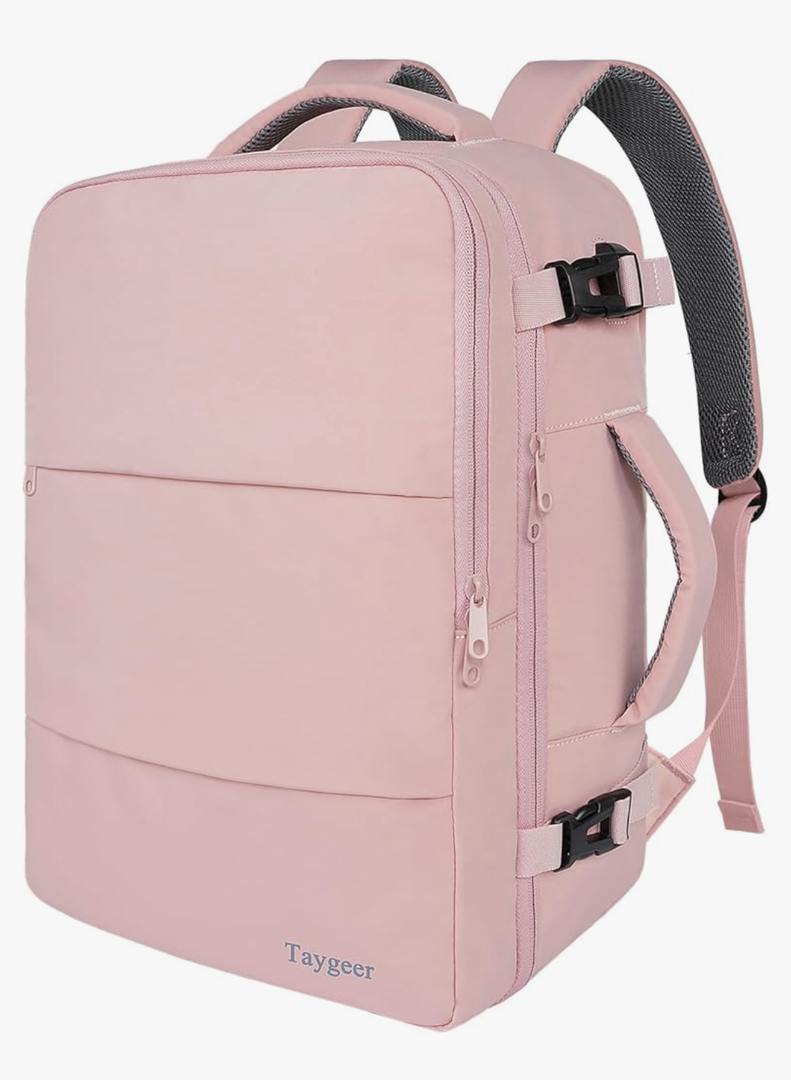Taygeer Travel Backpack for Women, Carry On Backpack with USB Charging Port & Shoe Pouch, TSA 15.6inch Laptop Mochila Flight Approved, Nurse Bag Casual Daypack for Weekender Business Hiking, Pink
