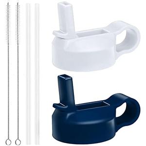 The Mass Wide Mouth Straw Lid Compatibility Most Sports Water Bottle (White & Cobalt)