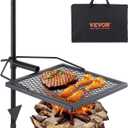VEVOR Swivel Campfire Grill, Fire Pit Grill Grate over Fire Pits, Heavy Duty Steel Grill Grates, 360 Adjustable Open Fire Outdoor Cooking Equipment, Portable Camp Fire Racks for Camping Outdoor BBQ (16*16 inch)