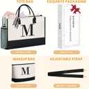 BAGAIL Personalized Initial Tote Bag,Birthday Gifts for Women, Monogrammed Beach Bag for Mom, Teachers, Friends