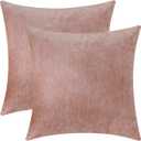 Jeneoo Blush Pink Decorative Throw Pillow Covers Soft Chenille Comfy Square Couch Cushion Cases for Living Room Sofa Decor (Set of 2, 14 x 14 Inches)