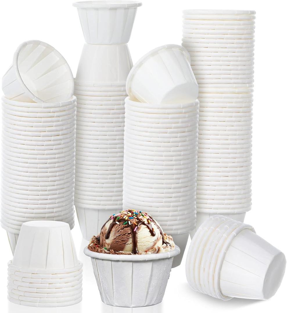1000 Pack White Disposable Paper Cups 0.5oz Small Sample Souffle Portion Cups with Water Proof Lining, Mini Mouthwash Cup for Travel, Picnics, Parties, Jello Shots, Juice, Dessert