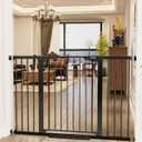 Cumbor 36" Extra Tall Baby Gate for Stairs, 29.7-54.2" Extra Wide Dog Gate for Doorways Hallways, Pressure Mounted Child Gate for Wide Opening, Auto Close Personal Safety for Babies and Pets, Black