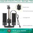 AQQA Aquarium Electric Power Sponge Filter,3W/5W Silence Submersible Foam Filter,Sponges Bio Ceramic Media Balls Double Filter for Saltwater Freshwater Fish Tank (S)