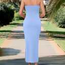 MANER Women's Strapless Bodycon Maxi Tube Dress Ribbed Elegant Casual Long Party Dresses (S)