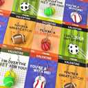 Sports Valentines Day Cards Gifts for Kids School Classroom -28 Pack, PVC Sports Ball Keychains with Exchange Cards for Toddler Boy Girl, Valentines Class Party Favors Goodie Treat Bag Stuffer Prizes
