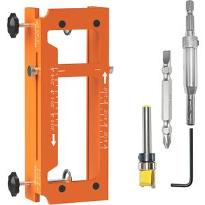 Door Hinge Jig, Aluminum Alloy Door Hinge Adjustment Tool Template Kit for Hinge Mortising from 2.5" to 5" Types of Square, 1/4", 5/8" Radiu, Door Hole Drilling Kit for Door Installation