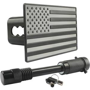 American Flag Trailer Hitch Cover for 2 inch Receivers with 5/8-Inch Pin Diameter Trailer Hitch Lock Truck Accessories ABS Plastic No Rust No Paint Off Black