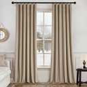 MIULEE Velvet Curtains 108 Inch Length 2 Panels Set for Bedroom, Pinch Pleat Back Tab Luxury Thermal Insulated Living Room Darkening Pleated Blackout Extra Long Window Curtain with Hooks, Camel Beige