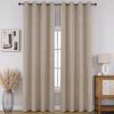 CUCRAF 100% Blackout Curtains 96 inches Long 2 Panels Set, Faux Linen Room Darkening Long Drapes With Grommet, Thermal Insulated Black Out Curtains for Bedroom Living Room(W52 x L96 Inch, Light Khaki)
