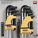 MOUNT 21PCS Long Arm Hex Key Set, Cr-V Alloy Steel, Hinged Carry Case for Easy Organization, Metric/SAE Sizes, Tool Kit for Home & Vehicle Maintenance