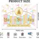 Princess Castle Birthday Backdrop Pastel Rainbow Stripes Magical Background Gold Glitter Happiest Birthday On Earth Party Cake Table Decorations Banner Photo Booth Props (7x5ft)