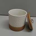 Ceramic Coffee Container Kitchen Food Storage Jars for Spice Sugar Tea Bag, Stackable Farmhouse Jars for Kitchen Pantry - Coffee Bar Accessories Housewarming Weeding Gift - White & 42 fl.oz