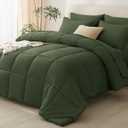 CozyLux King Size Comforter Set Olive Green - 7 Pieces Bed in a Bag King, Okeo-Tex Certifited Bedding Set, All Season Soft Bed Set with Down Alternative Comforter, Sheets, Pillowcases & Pillow Shams