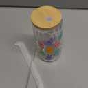 Easter Bunny Cup, Easter Gifts for Women Girls Kids, Teens Basket Stuffers, Cute 16oz Glass Iced Coffee Cup with Lid And Straw