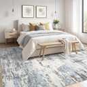Area Rugs for Living Room: Abstract Washable Rug Modern Neutral Large Soft Stain Resistant Non-Slip Backing Machine Table for Bedroom Dining Room Indoor Home Office Carpet - 12x15 Blue Grey