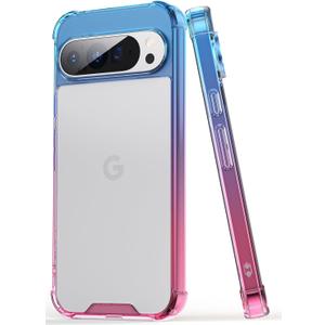 Compatible with Google Pixel 10 Pro XL Case, Clear Cute Gradient Slim Phone Cover Reinforced TPU Bumper Hard PC Back Shockproof Protective Case 6.8 inch 2025 (Blue Pink)