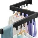 Abiglifty Clothes Drying Rack Wall Mounted, Laundry Drying Rack Collapsible, Foldable & Retractablewith 18 Hooks for Indoor/Outdoor Use inLaundry Room, Bathroom & Balcony (Black)