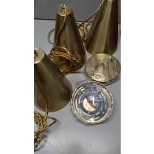 Gold Pendant Lights Kitchen Island,Dining Room Light Fixtures Over Table 3 Pack with Brushed Brass Cone Metal Shade, Modern Farmhouse Mini Chandeliers,Adjustable Cord Hanging Lighting for Bar,Sink