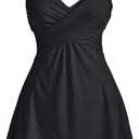 COCOPEAR Women's Elegant Crossover One Piece Swimdress Floral Skirted Swimsuit (6X-Large, Black)
