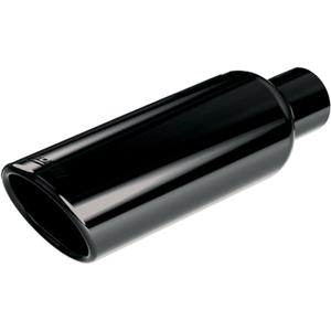 BORLA 20162 Universal Performance Exhaust Tip 2.75" Single Inlet / 4" Round Angle-Cut Single Outlet 14" Long Black Chrome On T-304 Stainless Steel Clamp On Design Clamp Included
