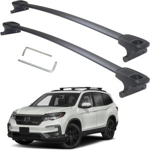 Autekcomma Heavy Duty 300lb Loading Weight Roof Rack Crossbars Compatible for Honda Pilot 2016-2022 Anti-Corrosion,Full Aluminum Black Matte Finishing (Sold as 1 Pair)